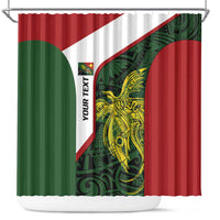 Personalised PNG Chimbu Province Shower Curtain Bird of Paradise Tattoo Flag Motif LT9 Red - Polynesian Pride