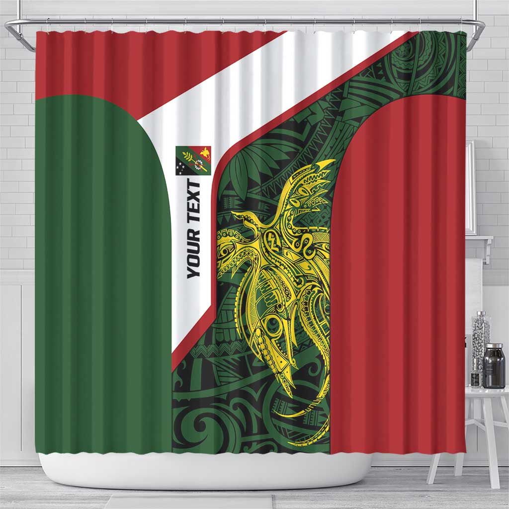 Personalised PNG Chimbu Province Shower Curtain Bird of Paradise Tattoo Flag Motif LT9 - Polynesian Pride