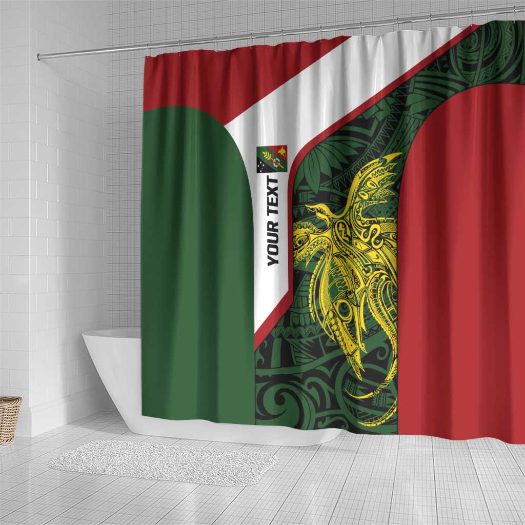 Personalised PNG Chimbu Province Shower Curtain Bird of Paradise Tattoo Flag Motif LT9 - Polynesian Pride