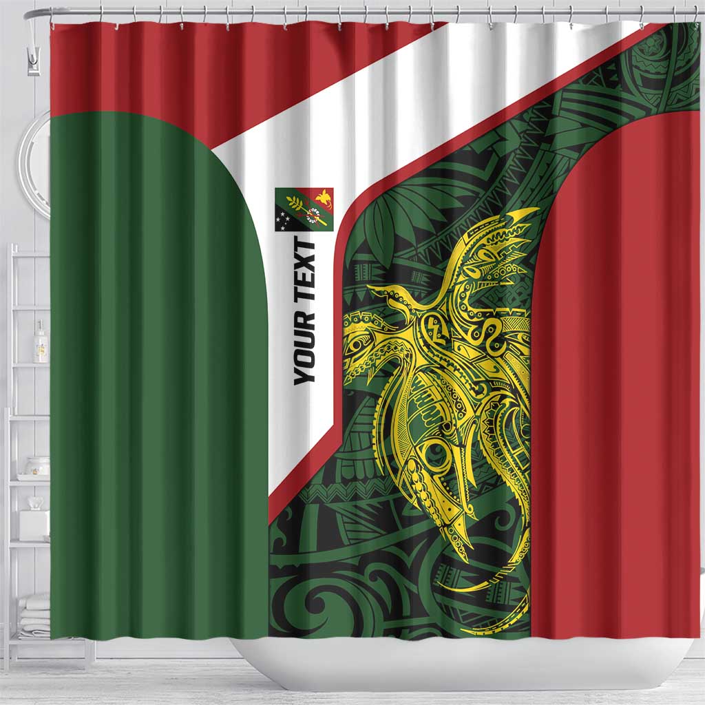 Personalised PNG Chimbu Province Shower Curtain Bird of Paradise Tattoo Flag Motif LT9 - Polynesian Pride