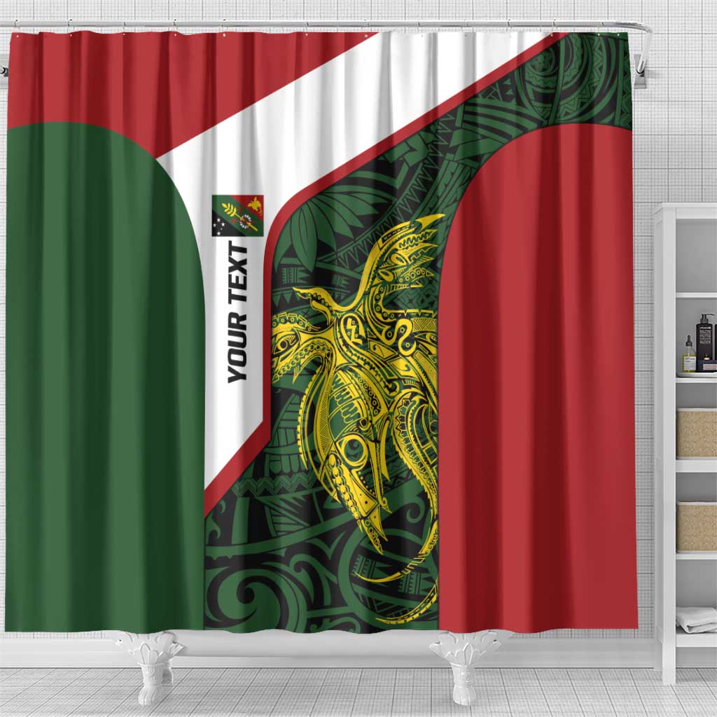Personalised PNG Chimbu Province Shower Curtain Bird of Paradise Tattoo Flag Motif LT9 - Polynesian Pride