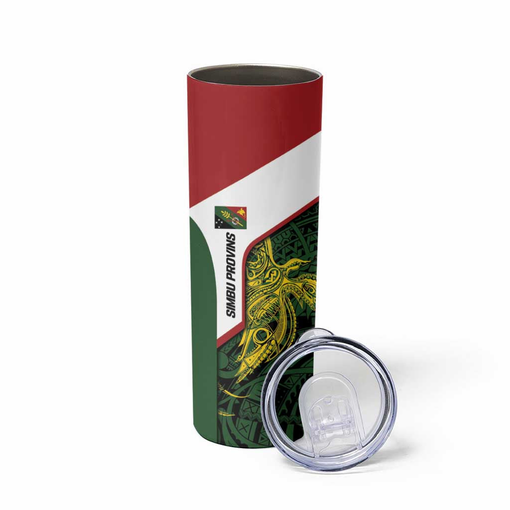 Personalised PNG Chimbu Province Skinny Tumbler Bird of Paradise Tattoo Flag Motif LT9 - Polynesian Pride