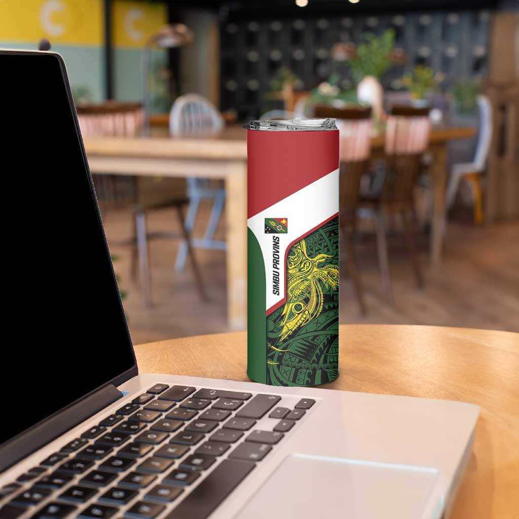 Personalised PNG Chimbu Province Skinny Tumbler Bird of Paradise Tattoo Flag Motif LT9 - Polynesian Pride
