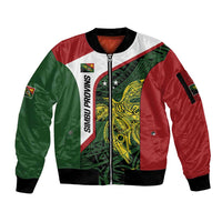 Personalised PNG Chimbu Province Sleeve Zip Bomber Jacket Bird of Paradise Tattoo Flag Motif LT9 Unisex Red - Polynesian Pride