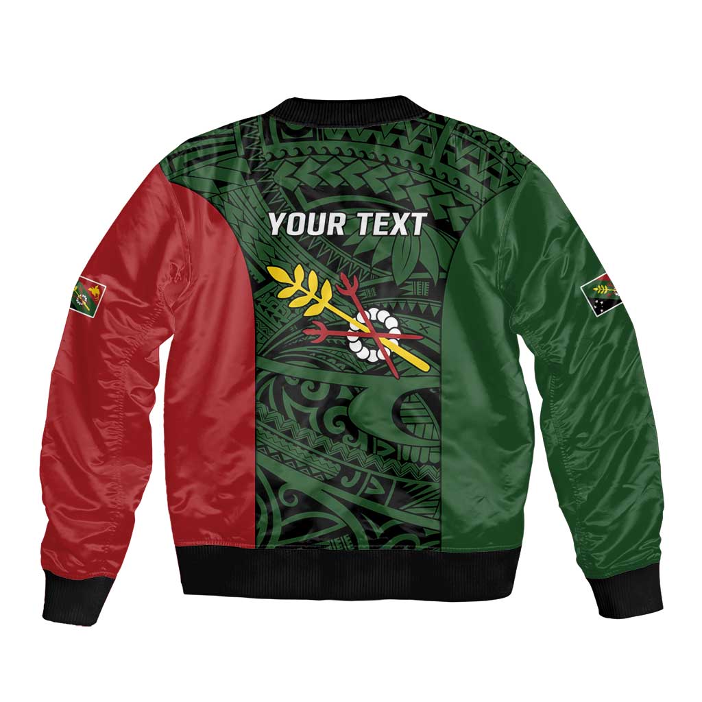 Personalised PNG Chimbu Province Sleeve Zip Bomber Jacket Bird of Paradise Tattoo Flag Motif LT9 - Polynesian Pride