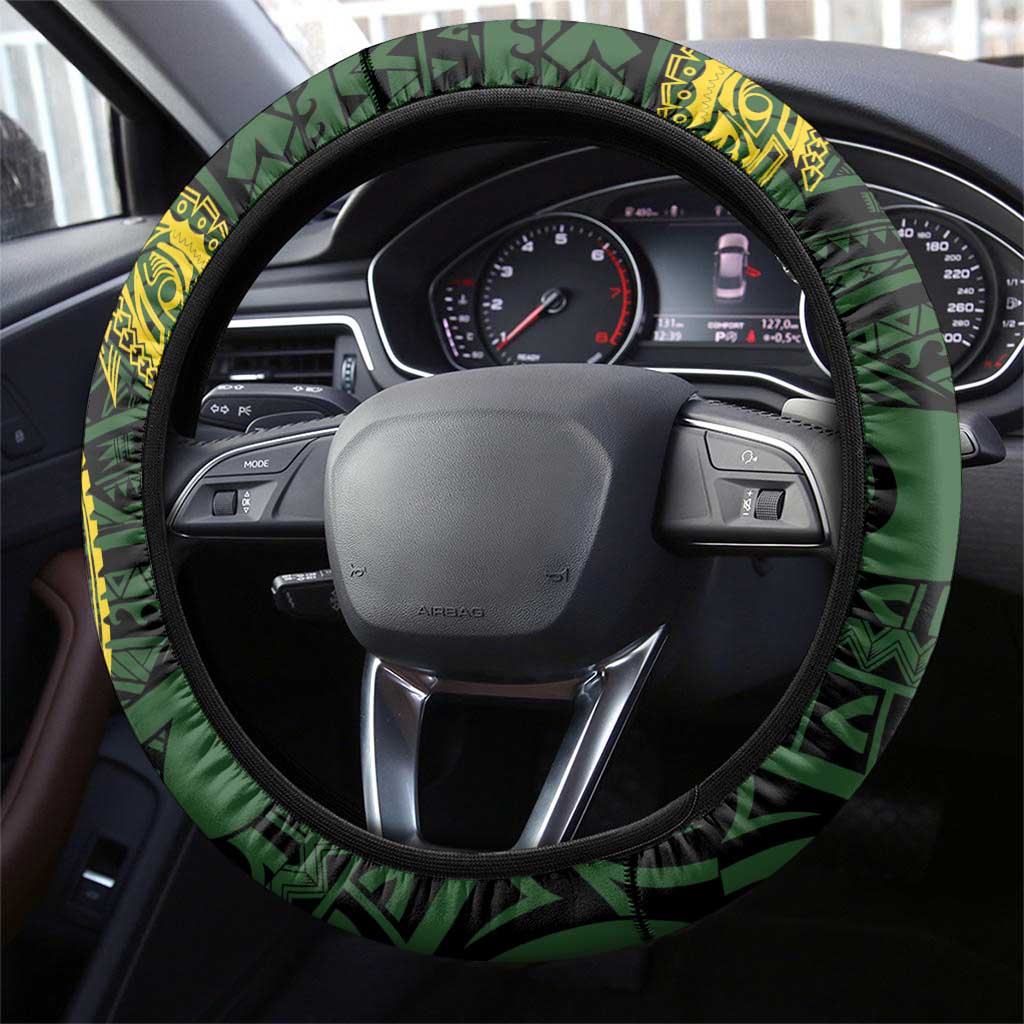 PNG Chimbu Province Steering Wheel Cover Bird of Paradise Tattoo Flag Motif LT9 - Polynesian Pride