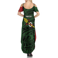 Personalised PNG Chimbu Province Summer Maxi Dress Bird of Paradise Tattoo Flag Motif LT9 - Polynesian Pride
