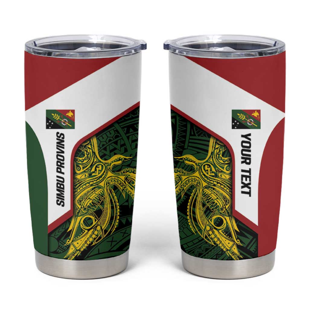 Personalised PNG Chimbu Province Tumbler Cup Bird of Paradise Tattoo Flag Motif LT9 Red - Polynesian Pride