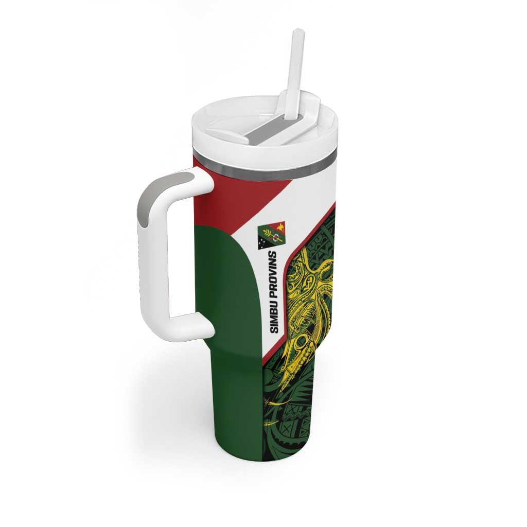Personalised PNG Chimbu Province Tumbler With Handle Bird of Paradise Tattoo Flag Motif LT9 - Polynesian Pride