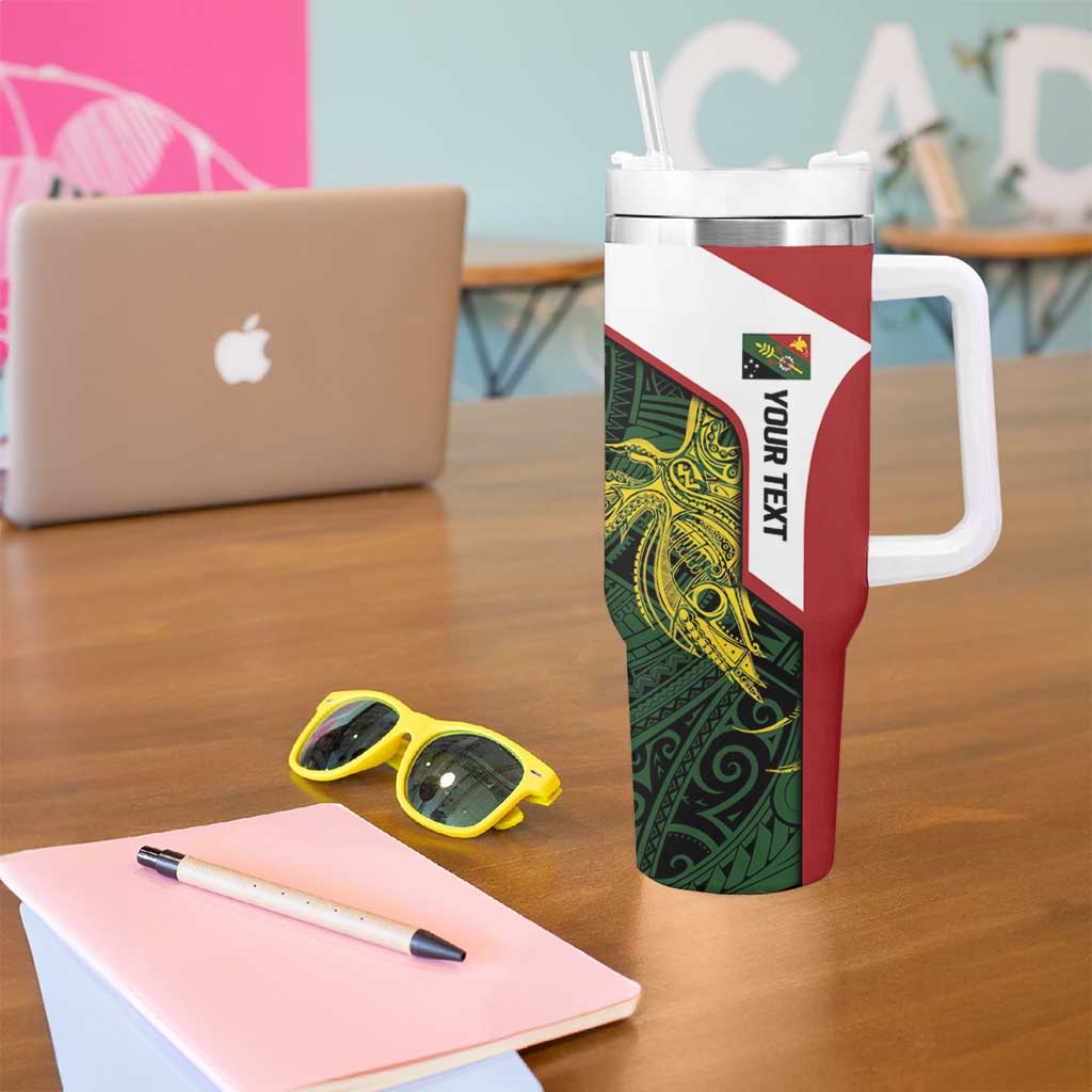 Personalised PNG Chimbu Province Tumbler With Handle Bird of Paradise Tattoo Flag Motif LT9 - Polynesian Pride