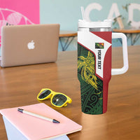 Personalised PNG Chimbu Province Tumbler With Handle Bird of Paradise Tattoo Flag Motif LT9 - Polynesian Pride