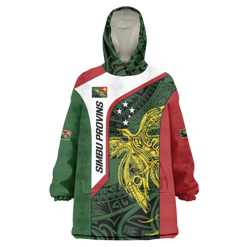 Personalised PNG Chimbu Province Wearable Blanket Hoodie Bird of Paradise Tattoo Flag Motif LT9 One Size Red - Polynesian Pride