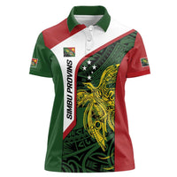 Personalised PNG Chimbu Province Women Polo Shirt Bird of Paradise Tattoo Flag Motif LT9 Female Red - Polynesian Pride