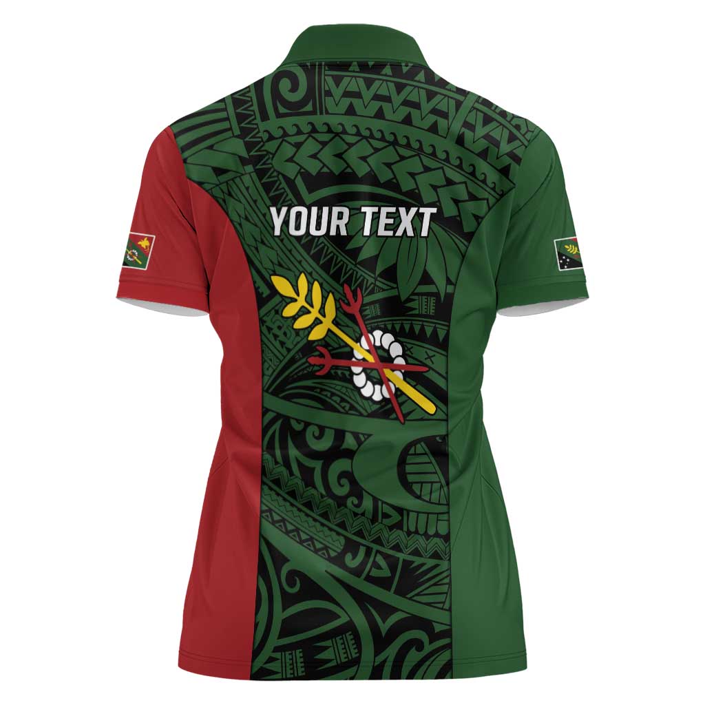 Personalised PNG Chimbu Province Women Polo Shirt Bird of Paradise Tattoo Flag Motif LT9 - Polynesian Pride