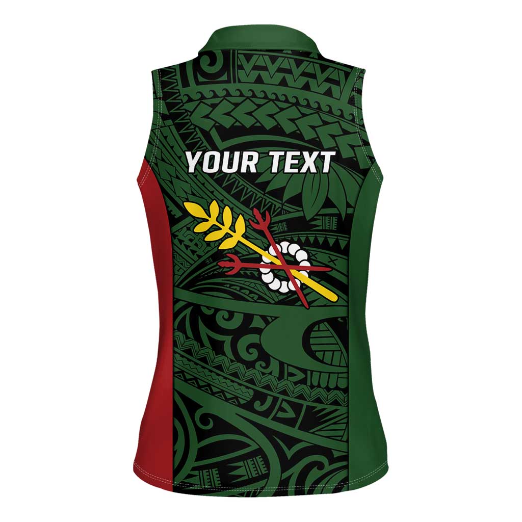 Personalised PNG Chimbu Province Women Sleeveless Polo Shirt Bird of Paradise Tattoo Flag Motif LT9 - Polynesian Pride