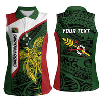 Personalised PNG Chimbu Province Women Sleeveless Polo Shirt Bird of Paradise Tattoo Flag Motif LT9 - Polynesian Pride