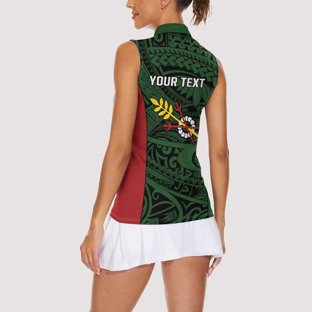 Personalised PNG Chimbu Province Women Sleeveless Polo Shirt Bird of Paradise Tattoo Flag Motif LT9 - Polynesian Pride