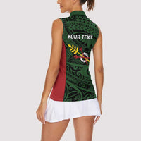 Personalised PNG Chimbu Province Women Sleeveless Polo Shirt Bird of Paradise Tattoo Flag Motif LT9 - Polynesian Pride