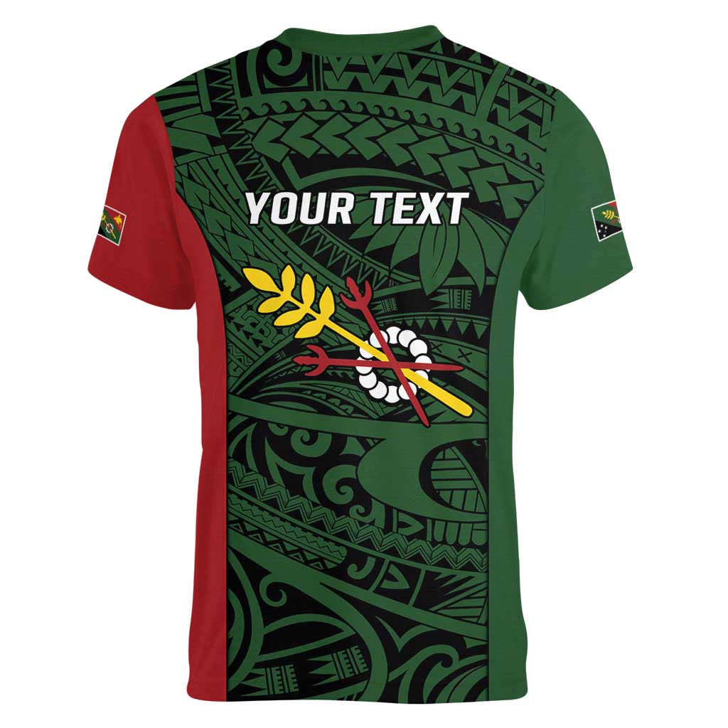 Personalised PNG Chimbu Province Women V-Neck T-Shirt Bird of Paradise Tattoo Flag Motif LT9 - Polynesian Pride
