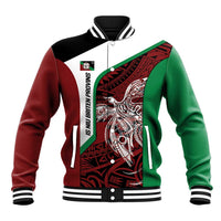 Personalised PNG East New Britain Province Baseball Jacket Bird of Paradise Tattoo Flag Motif LT9 Unisex Green - Polynesian Pride