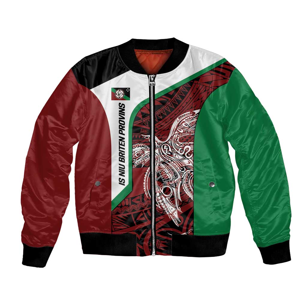 Personalised PNG East New Britain Province Bomber Jacket Bird of Paradise Tattoo Flag Motif LT9 Unisex Green - Polynesian Pride