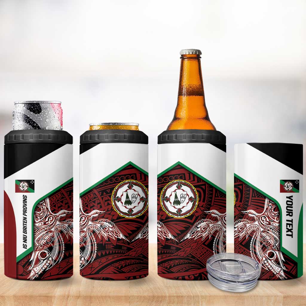 Personalised PNG East New Britain Province 4 in 1 Can Cooler Tumbler Bird of Paradise Tattoo Flag Motif LT9 - Polynesian Pride
