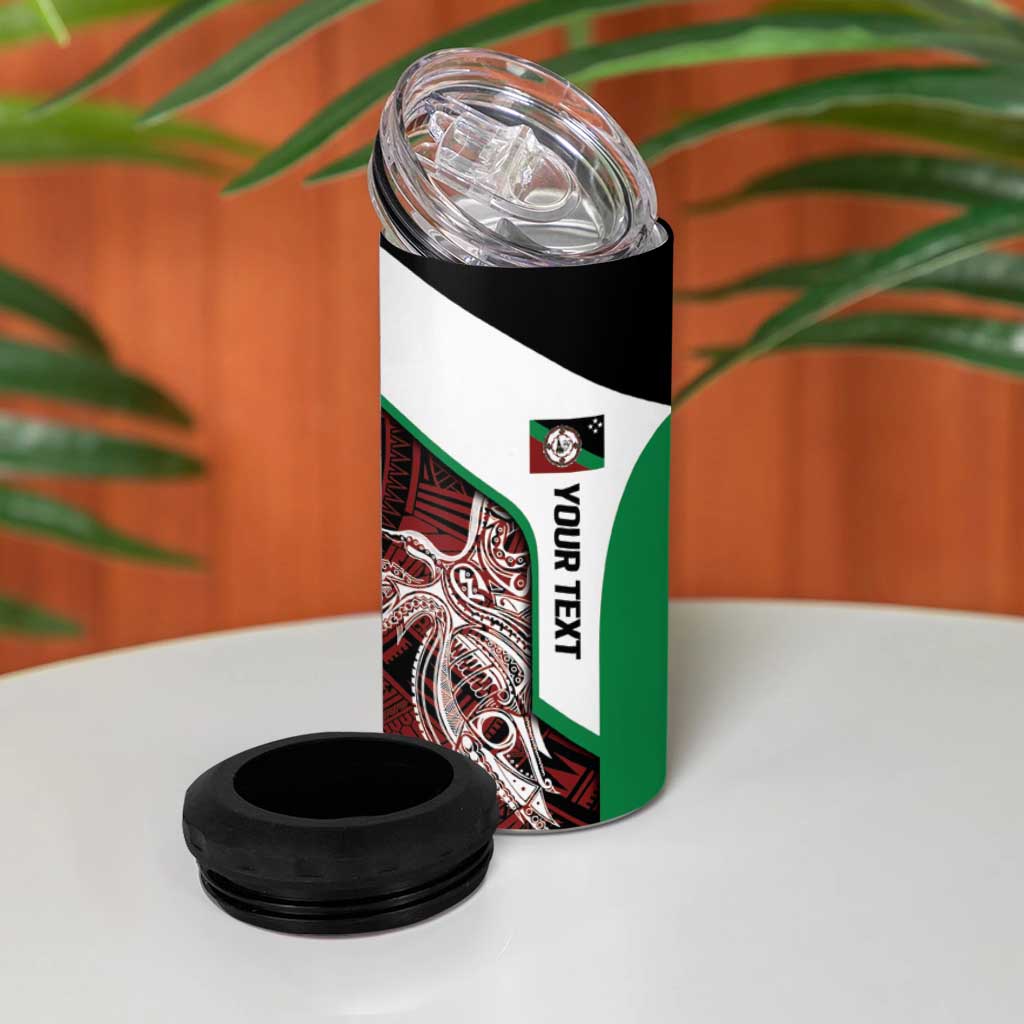 Personalised PNG East New Britain Province 4 in 1 Can Cooler Tumbler Bird of Paradise Tattoo Flag Motif LT9 - Polynesian Pride