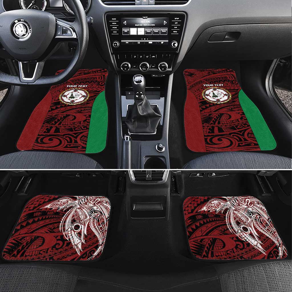 Personalised PNG East New Britain Province Car Mats Bird of Paradise Tattoo Flag Motif LT9 Set 4pcs Green - Polynesian Pride