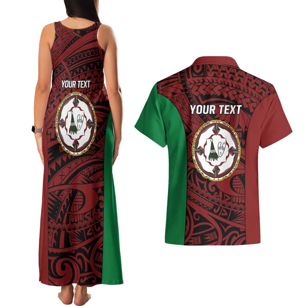 Personalised PNG East New Britain Province Couples Matching Tank Maxi Dress and Hawaiian Shirt Bird of Paradise Tattoo Flag Motif LT9 - Polynesian Pride