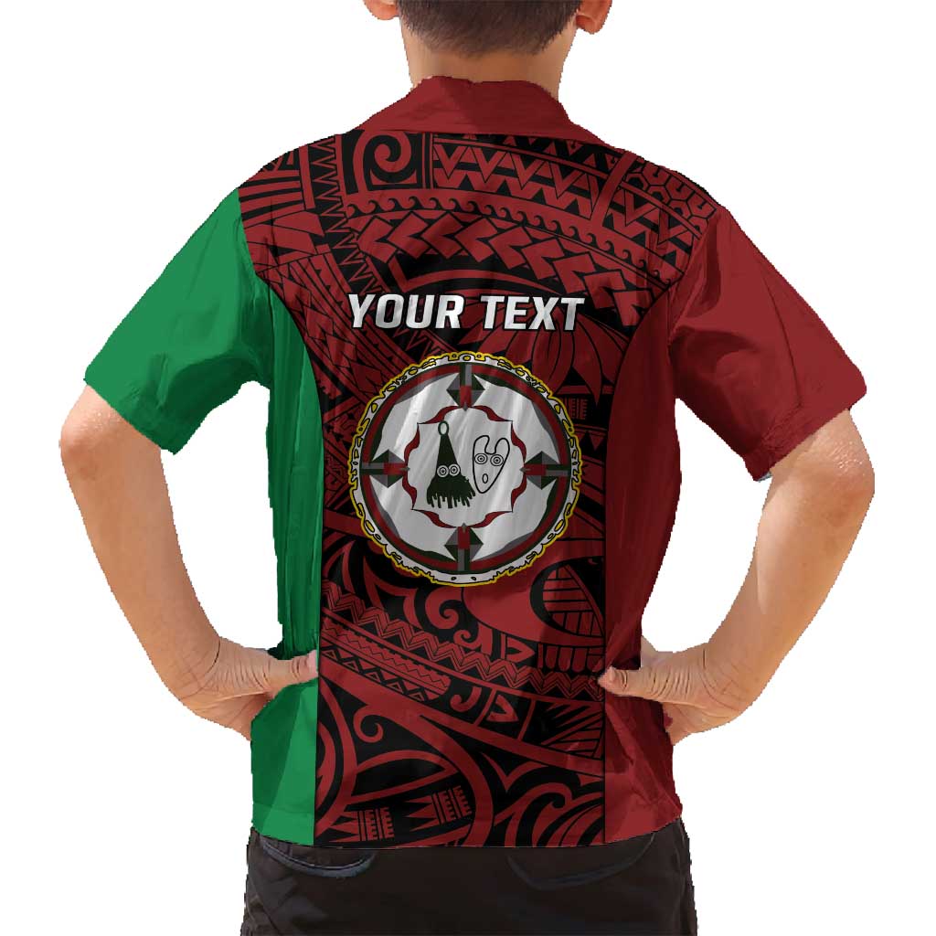 Personalised PNG East New Britain Province Family Matching Long Sleeve Bodycon Dress and Hawaiian Shirt Bird of Paradise Tattoo Flag Motif LT9 - Polynesian Pride