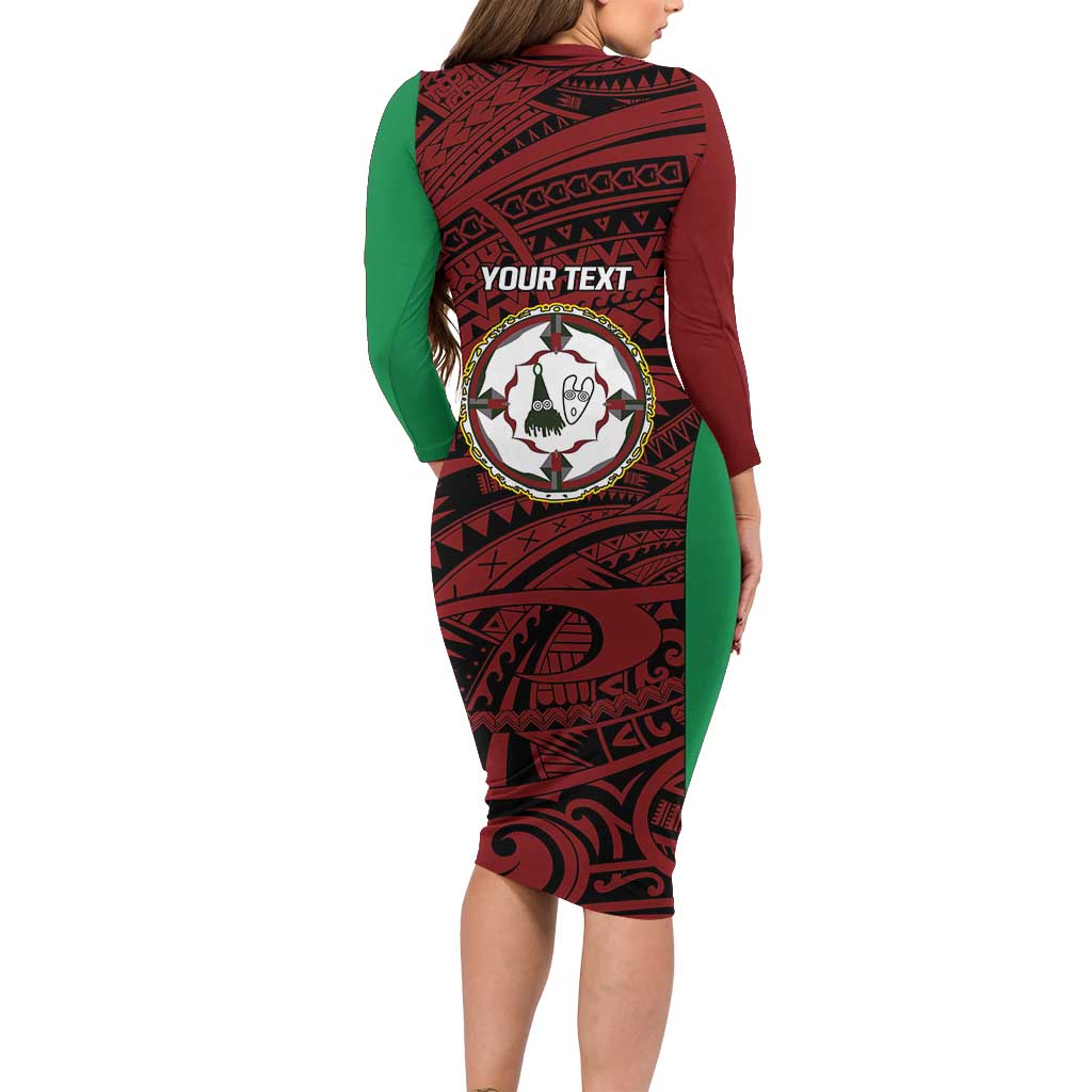 Personalised PNG East New Britain Province Family Matching Long Sleeve Bodycon Dress and Hawaiian Shirt Bird of Paradise Tattoo Flag Motif LT9 - Polynesian Pride