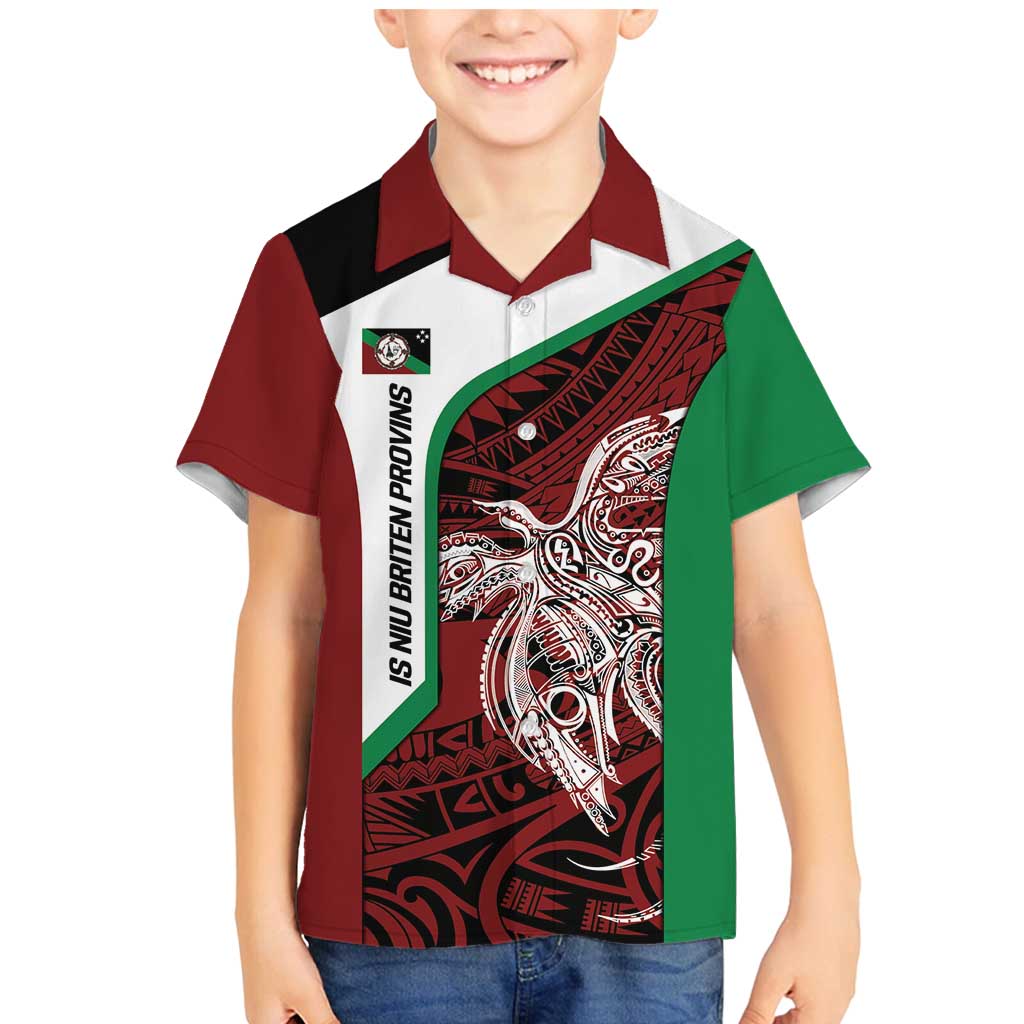Personalised PNG East New Britain Province Family Matching Mermaid Dress and Hawaiian Shirt Bird of Paradise Tattoo Flag Motif LT9 Son's Shirt Green - Polynesian Pride
