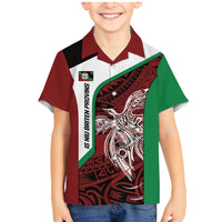 Personalised PNG East New Britain Province Family Matching Mermaid Dress and Hawaiian Shirt Bird of Paradise Tattoo Flag Motif LT9 Son's Shirt Green - Polynesian Pride