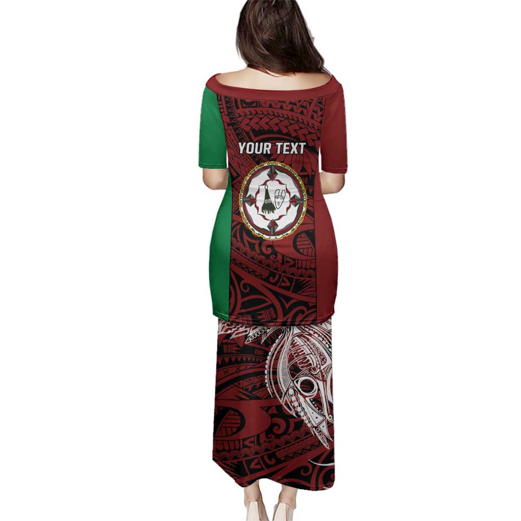 Personalised PNG East New Britain Province Family Matching Puletasi and Hawaiian Shirt Bird of Paradise Tattoo Flag Motif LT9 - Polynesian Pride