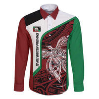 Personalised PNG East New Britain Province Family Matching Short Sleeve Bodycon Dress and Hawaiian Shirt Bird of Paradise Tattoo Flag Motif LT9 Dad's Shirt - Long Sleeve Green - Polynesian Pride