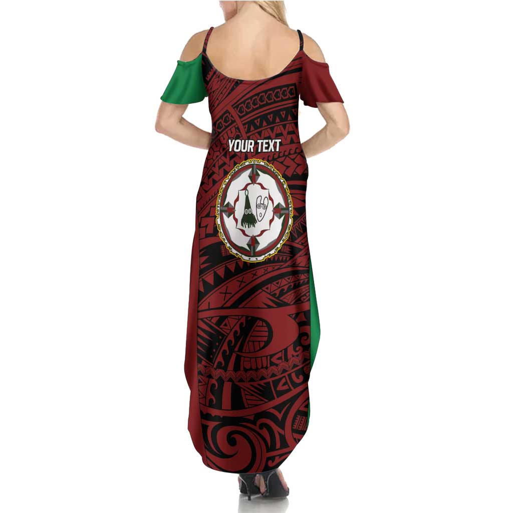 Personalised PNG East New Britain Province Family Matching Summer Maxi Dress and Hawaiian Shirt Bird of Paradise Tattoo Flag Motif LT9 - Polynesian Pride