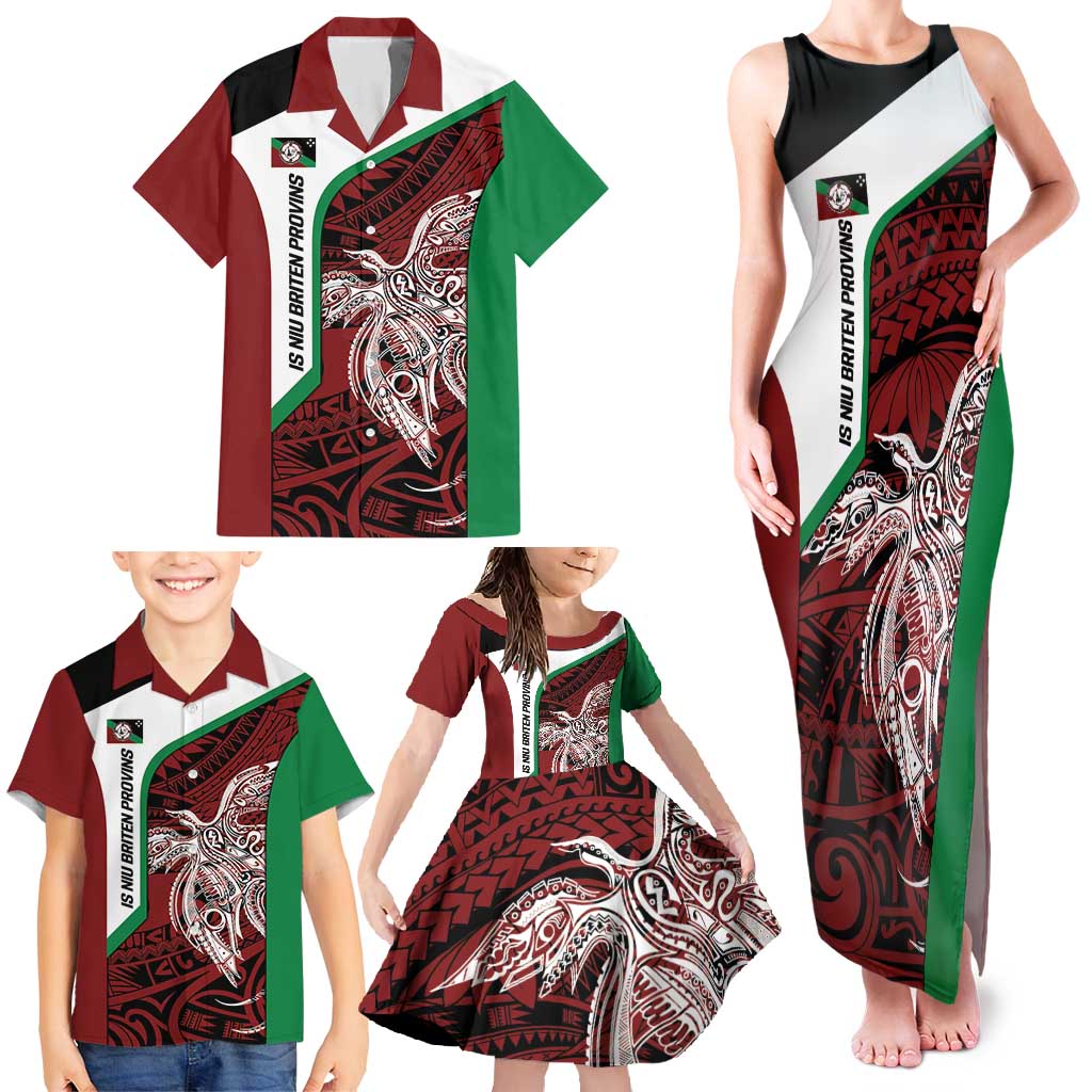 Personalised PNG East New Britain Province Family Matching Tank Maxi Dress and Hawaiian Shirt Bird of Paradise Tattoo Flag Motif LT9 - Polynesian Pride