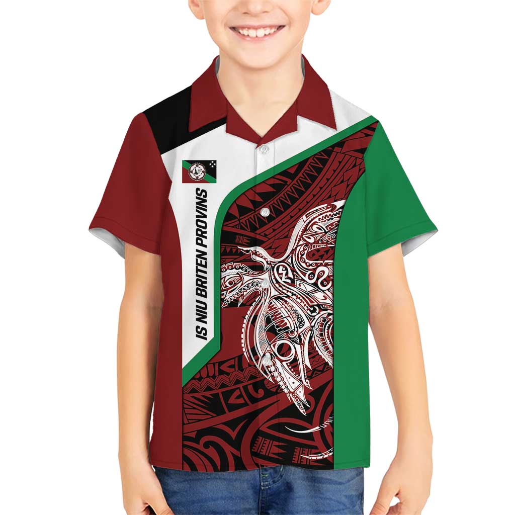 Personalised PNG East New Britain Province Family Matching Tank Maxi Dress and Hawaiian Shirt Bird of Paradise Tattoo Flag Motif LT9 Son's Shirt Green - Polynesian Pride