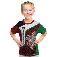 Personalised PNG East New Britain Province Kid T Shirt Bird of Paradise Tattoo Flag Motif LT9 Green - Polynesian Pride