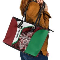 Personalised PNG East New Britain Province Leather Tote Bag Bird of Paradise Tattoo Flag Motif LT9 - Polynesian Pride
