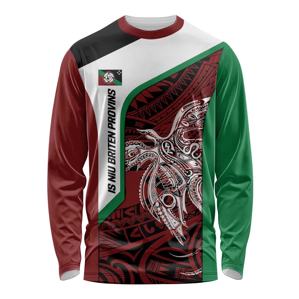 Personalised PNG East New Britain Province Long Sleeve Shirt Bird of Paradise Tattoo Flag Motif LT9 Unisex Green - Polynesian Pride