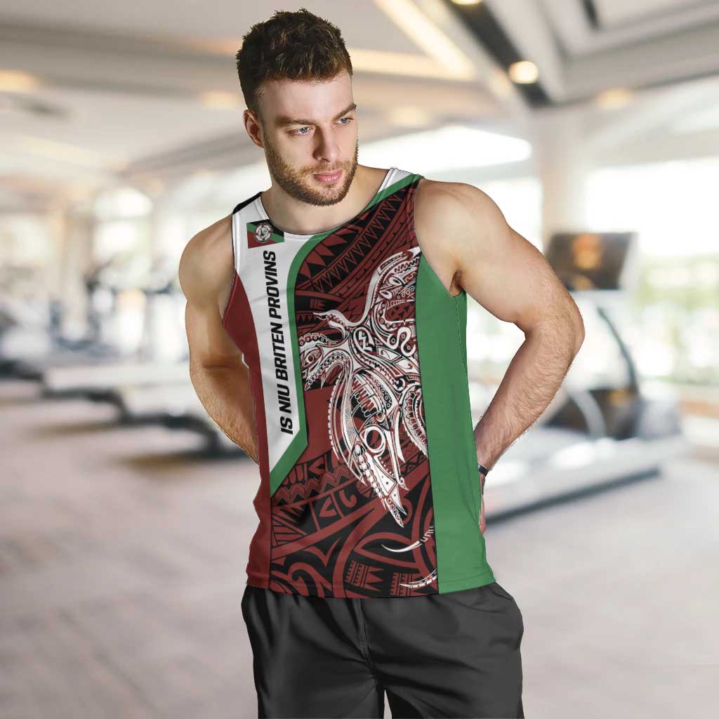 Personalised PNG East New Britain Province Men Tank Top Bird of Paradise Tattoo Flag Motif LT9 Green - Polynesian Pride