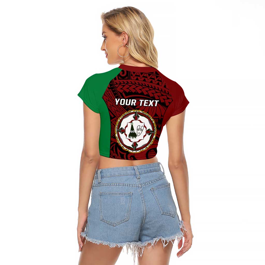 Personalised PNG East New Britain Province Raglan Cropped T Shirt Bird of Paradise Tattoo Flag Motif LT9 - Polynesian Pride