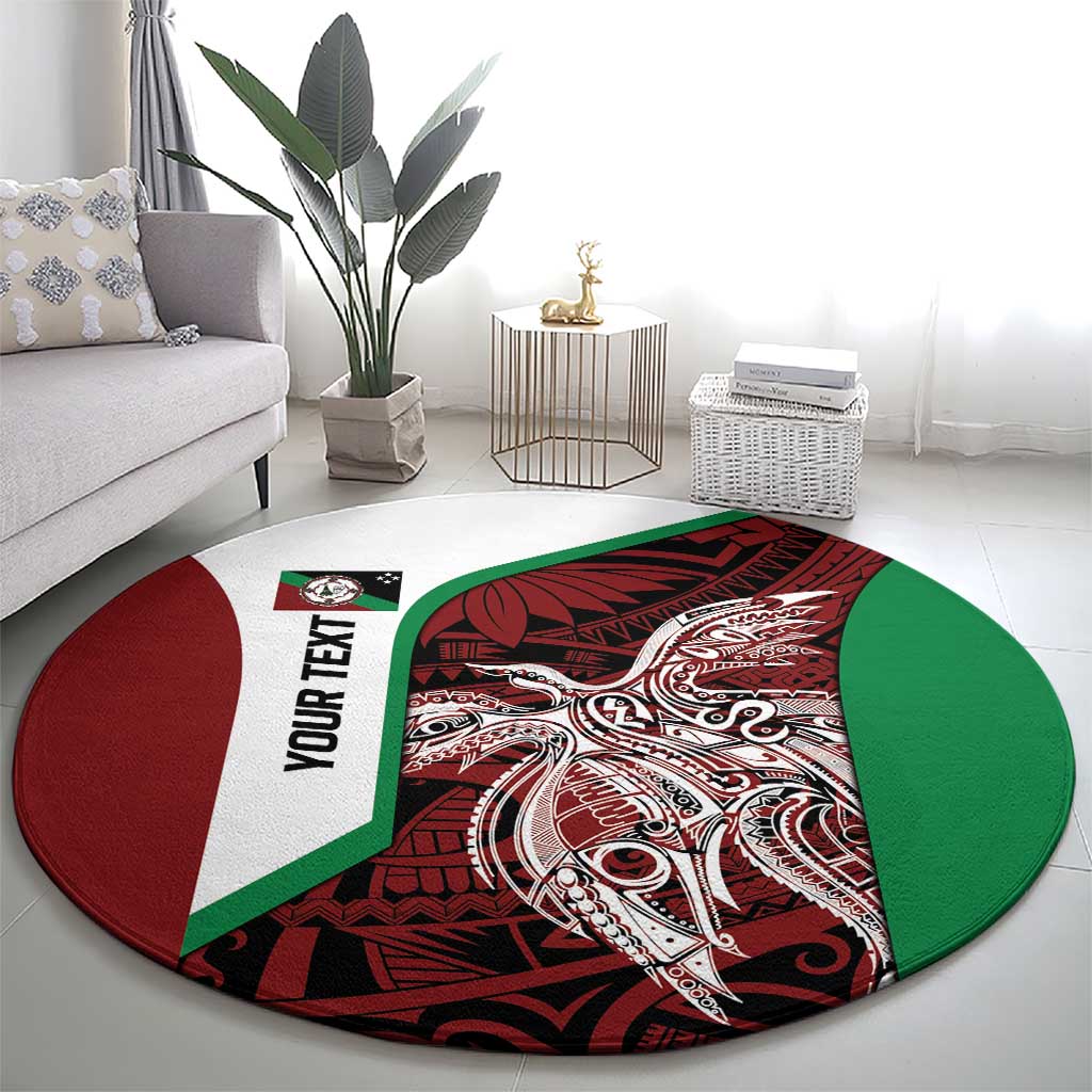 Personalised PNG East New Britain Province Round Carpet Bird of Paradise Tattoo Flag Motif LT9 - Polynesian Pride