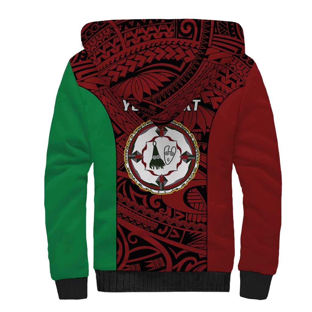 Personalised PNG East New Britain Province Sherpa Hoodie Bird of Paradise Tattoo Flag Motif LT9 - Polynesian Pride