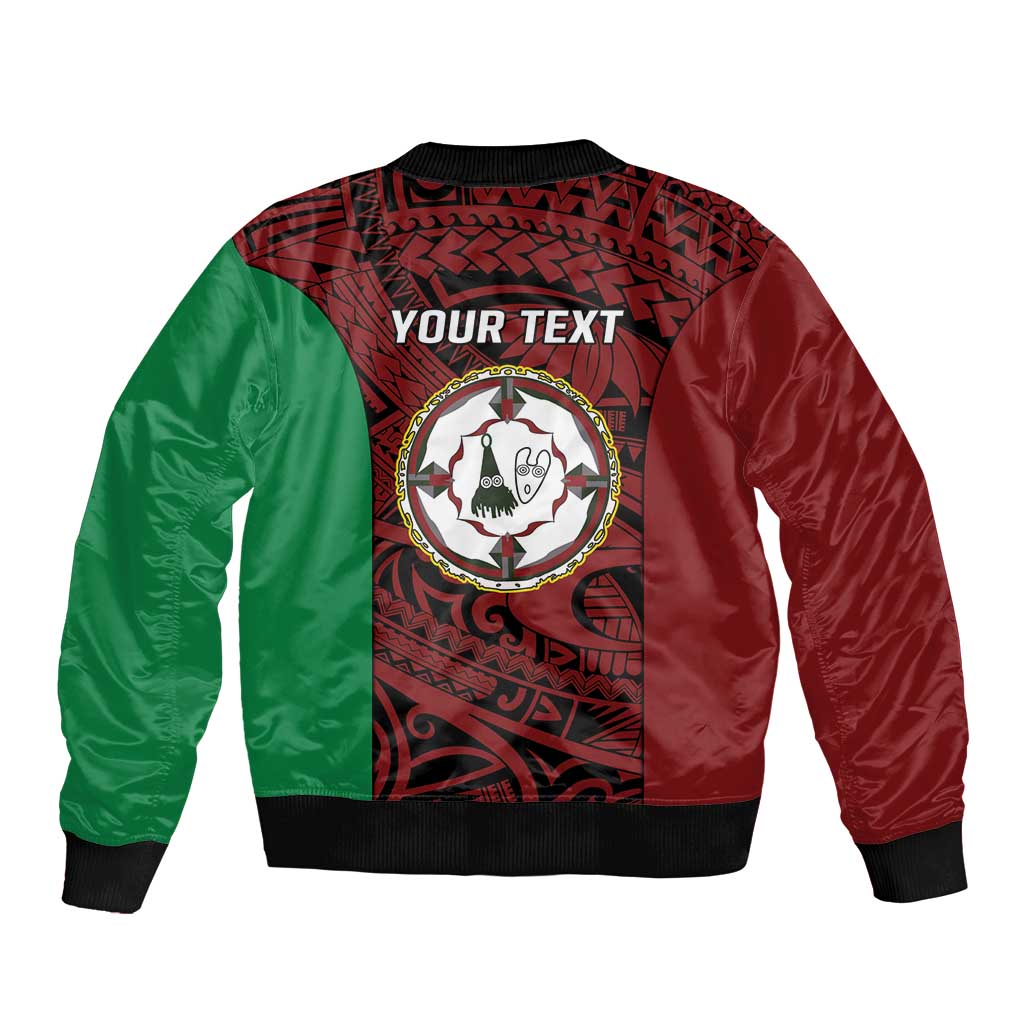 Personalised PNG East New Britain Province Sleeve Zip Bomber Jacket Bird of Paradise Tattoo Flag Motif LT9 - Polynesian Pride