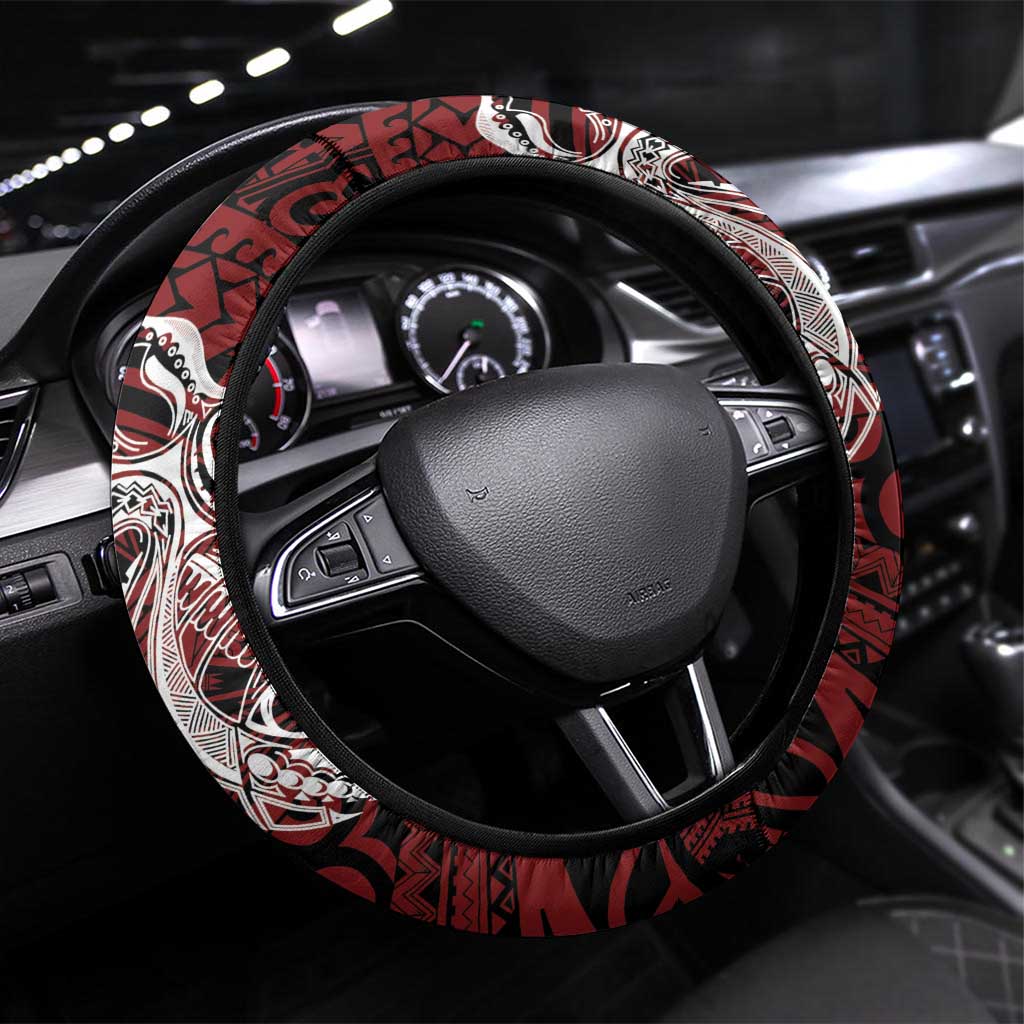 PNG East New Britain Province Steering Wheel Cover Bird of Paradise Tattoo Flag Motif LT9 Universal Fit Green - Polynesian Pride