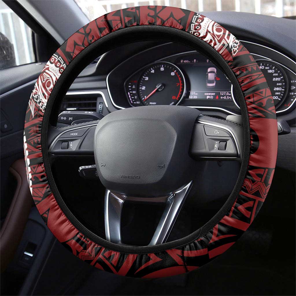 PNG East New Britain Province Steering Wheel Cover Bird of Paradise Tattoo Flag Motif LT9 - Polynesian Pride