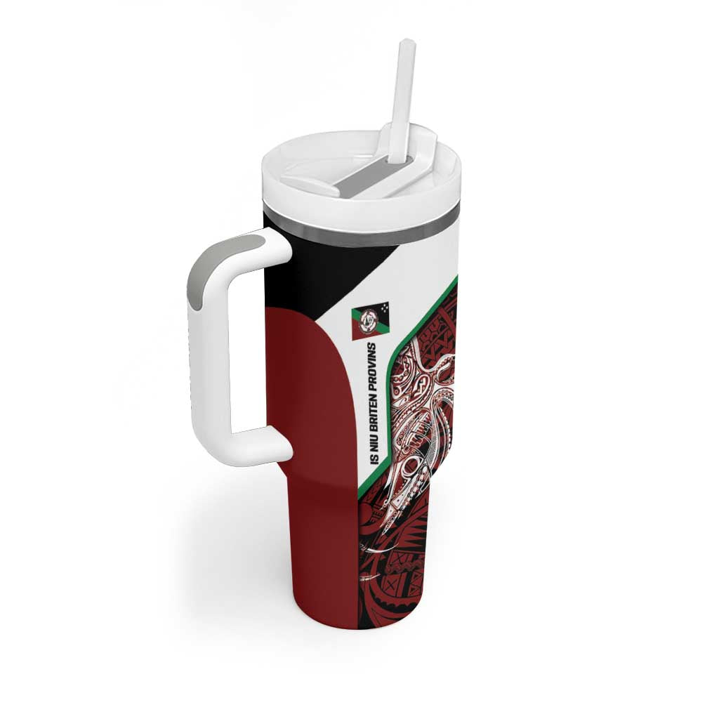 Personalised PNG East New Britain Province Tumbler With Handle Bird of Paradise Tattoo Flag Motif LT9 - Polynesian Pride