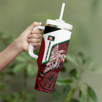 Personalised PNG East New Britain Province Tumbler With Handle Bird of Paradise Tattoo Flag Motif LT9 - Polynesian Pride